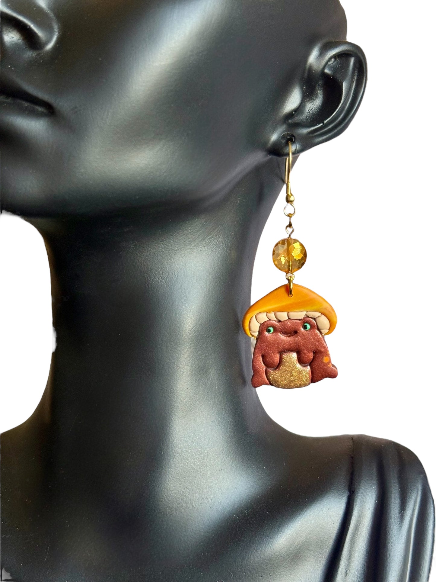 Golden Toadstool Earrings