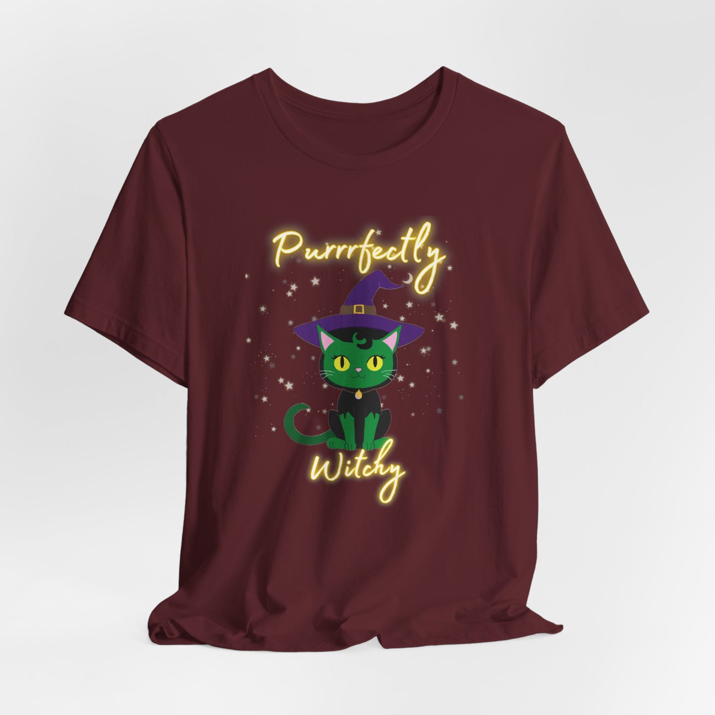 Purrfectly Witchy Cat Halloween Jersey Shirt - top