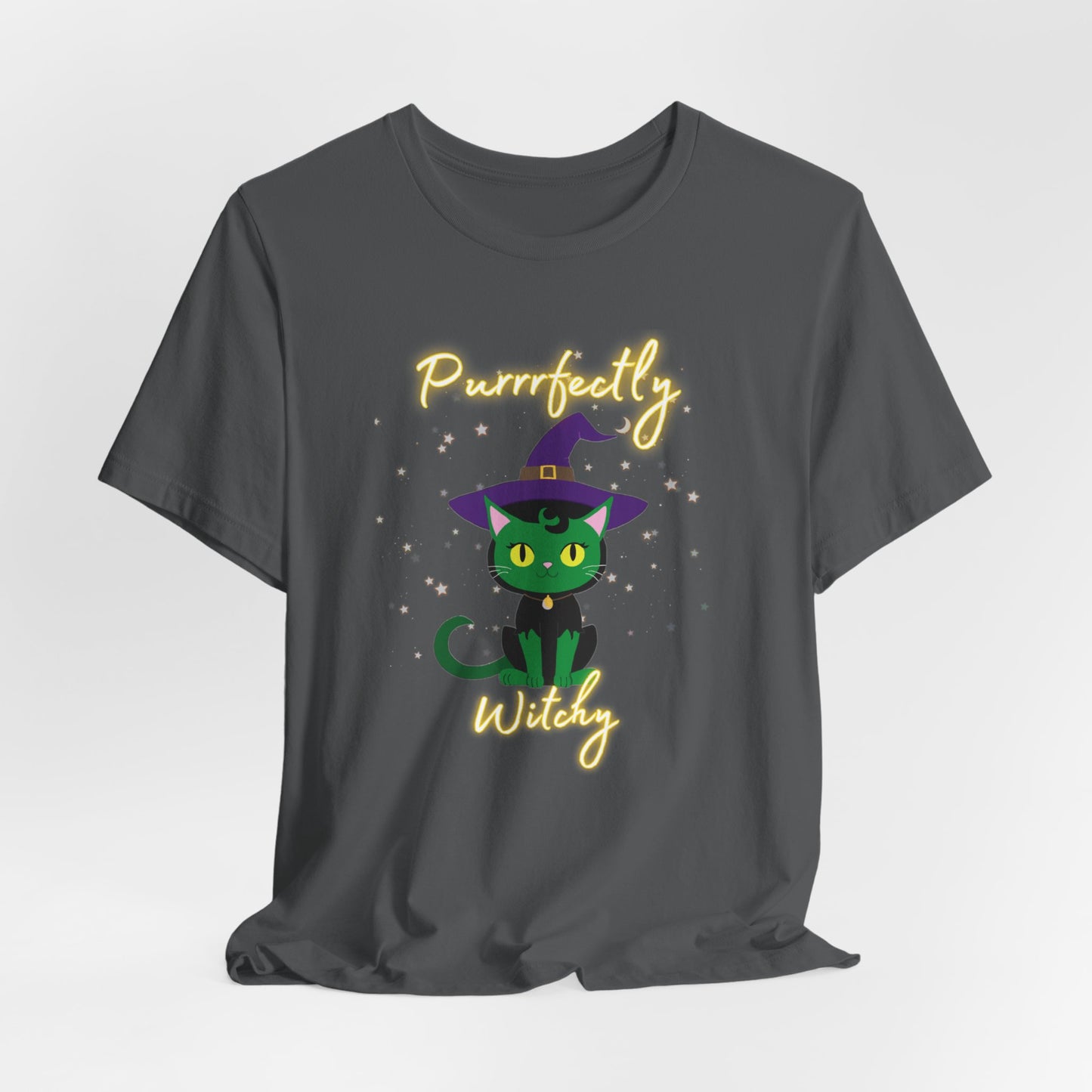 Purrfectly Witchy Cat Halloween Jersey Shirt - top