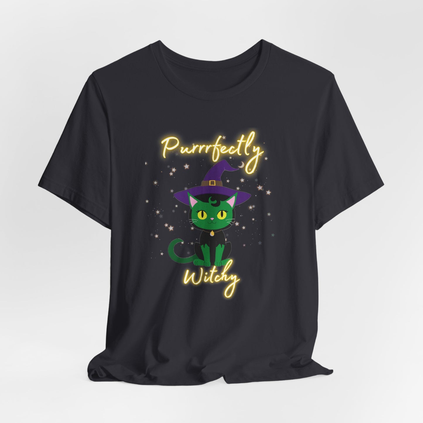 Purrfectly Witchy Cat Halloween Jersey Shirt - top