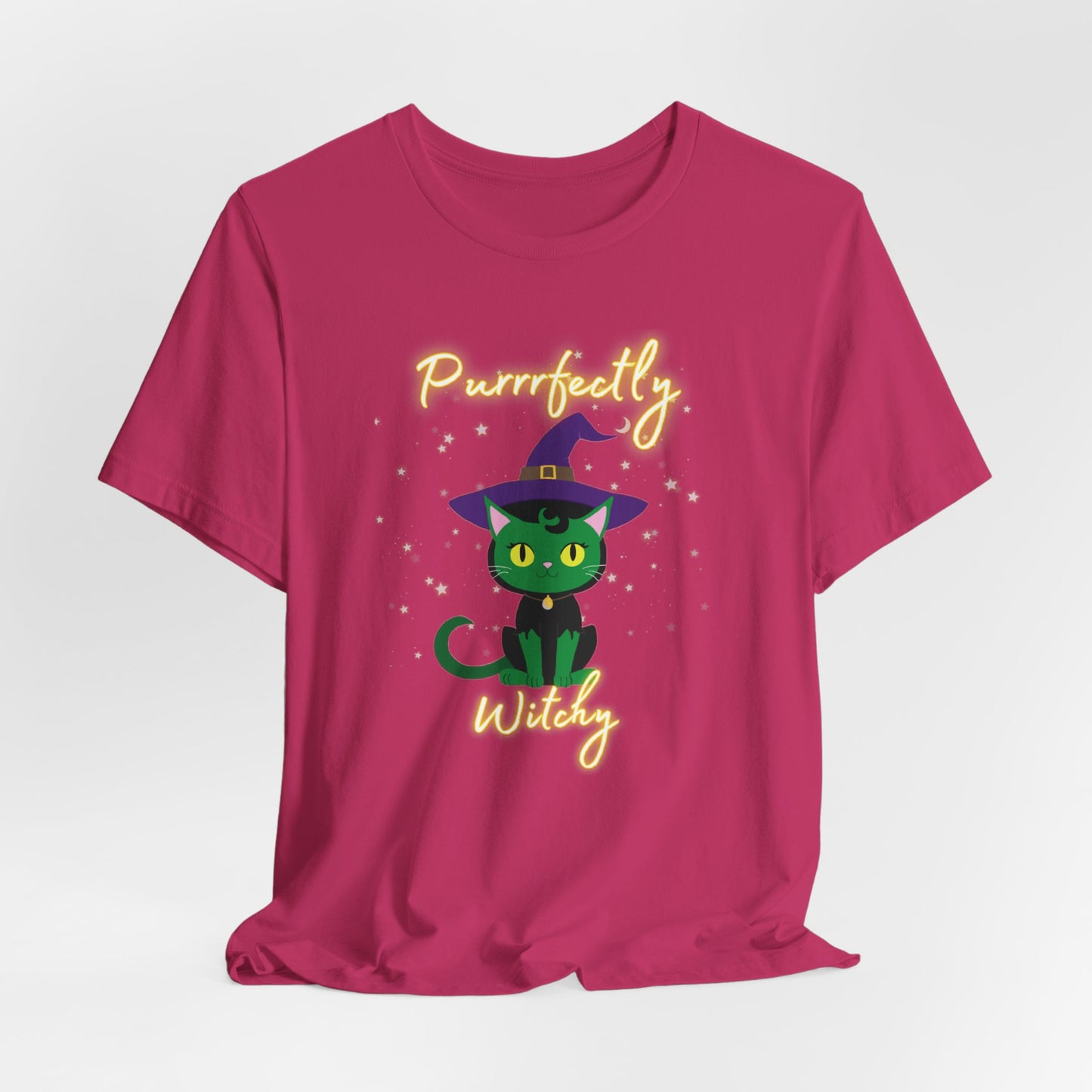 Purrfectly Witchy Cat Halloween Jersey Shirt - top