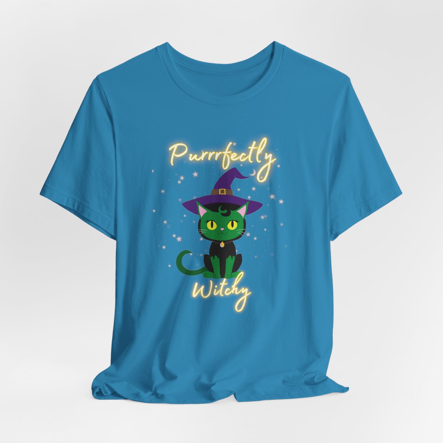 Purrfectly Witchy Cat Halloween Jersey Shirt - top