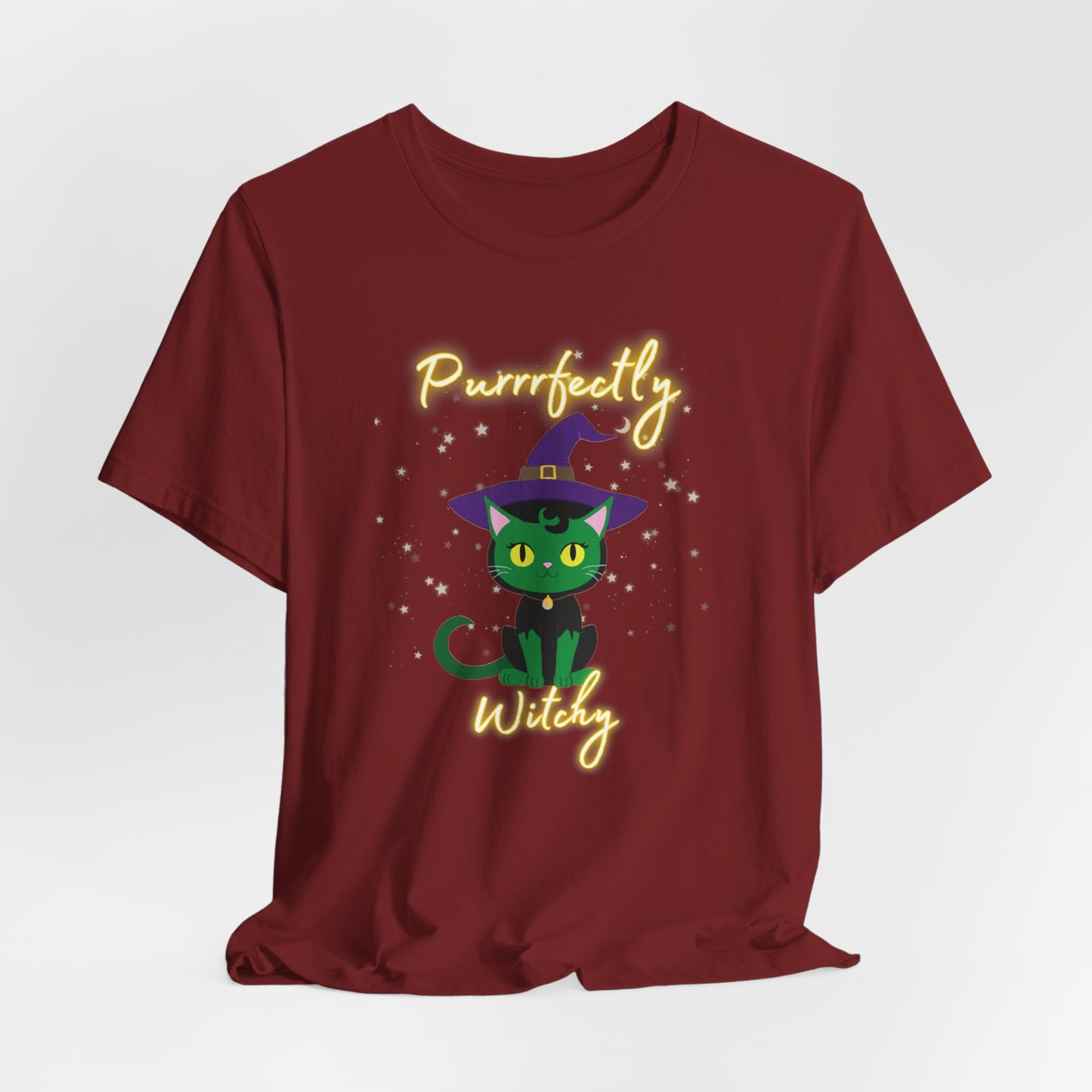 Purrfectly Witchy Cat Halloween Jersey Shirt - top
