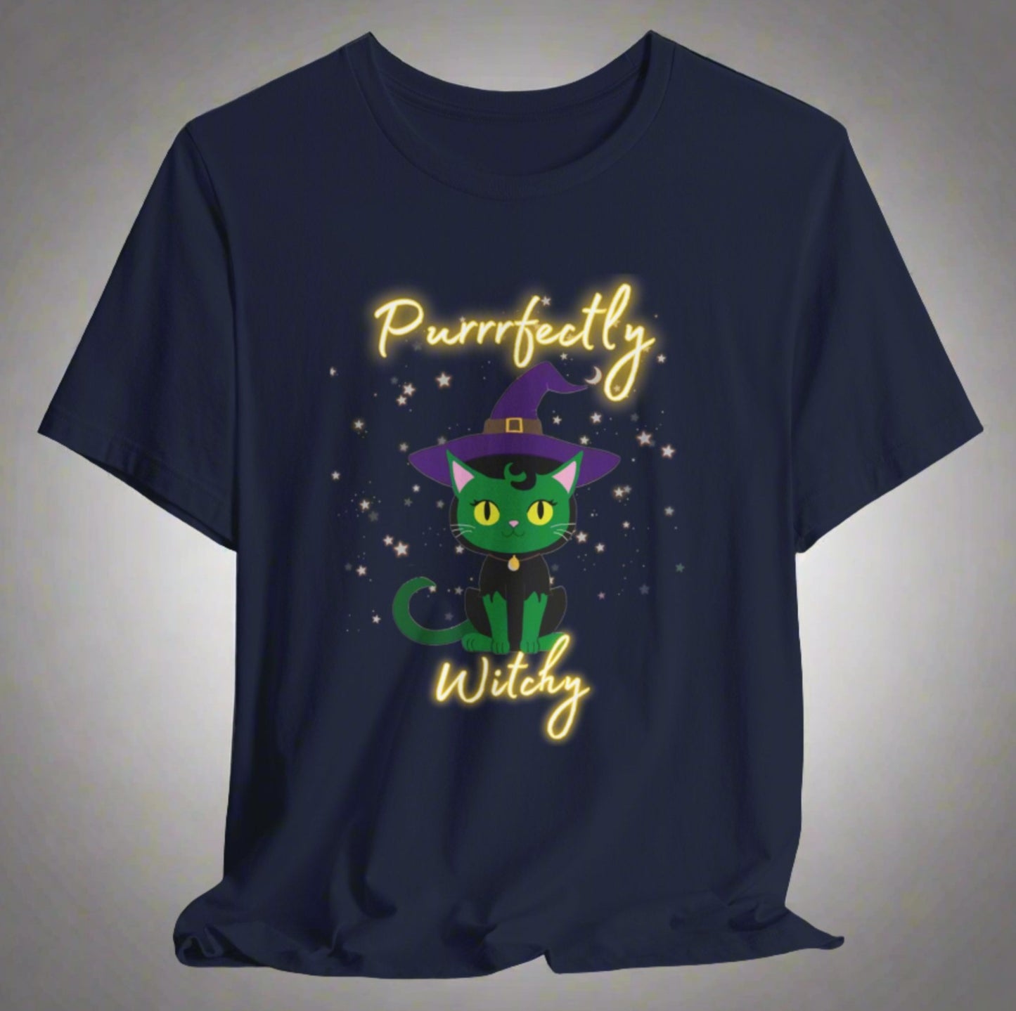 Purrfectly Witchy Cat Halloween Jersey Shirt - top