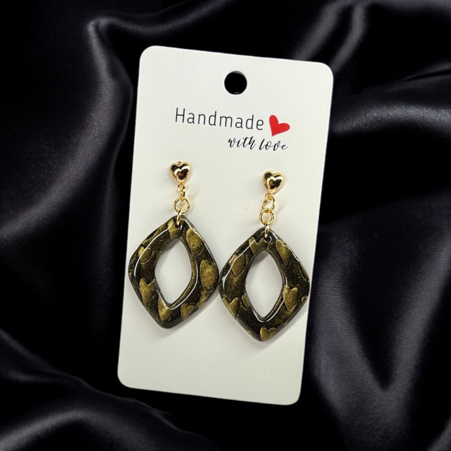 Golden Night Heart Earrings