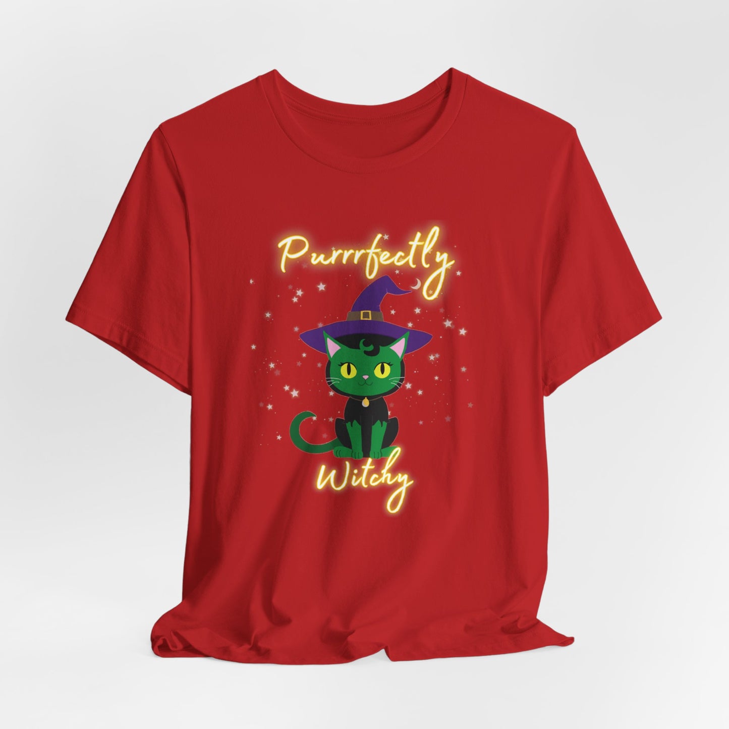 Purrfectly Witchy Cat Halloween Jersey Shirt - top
