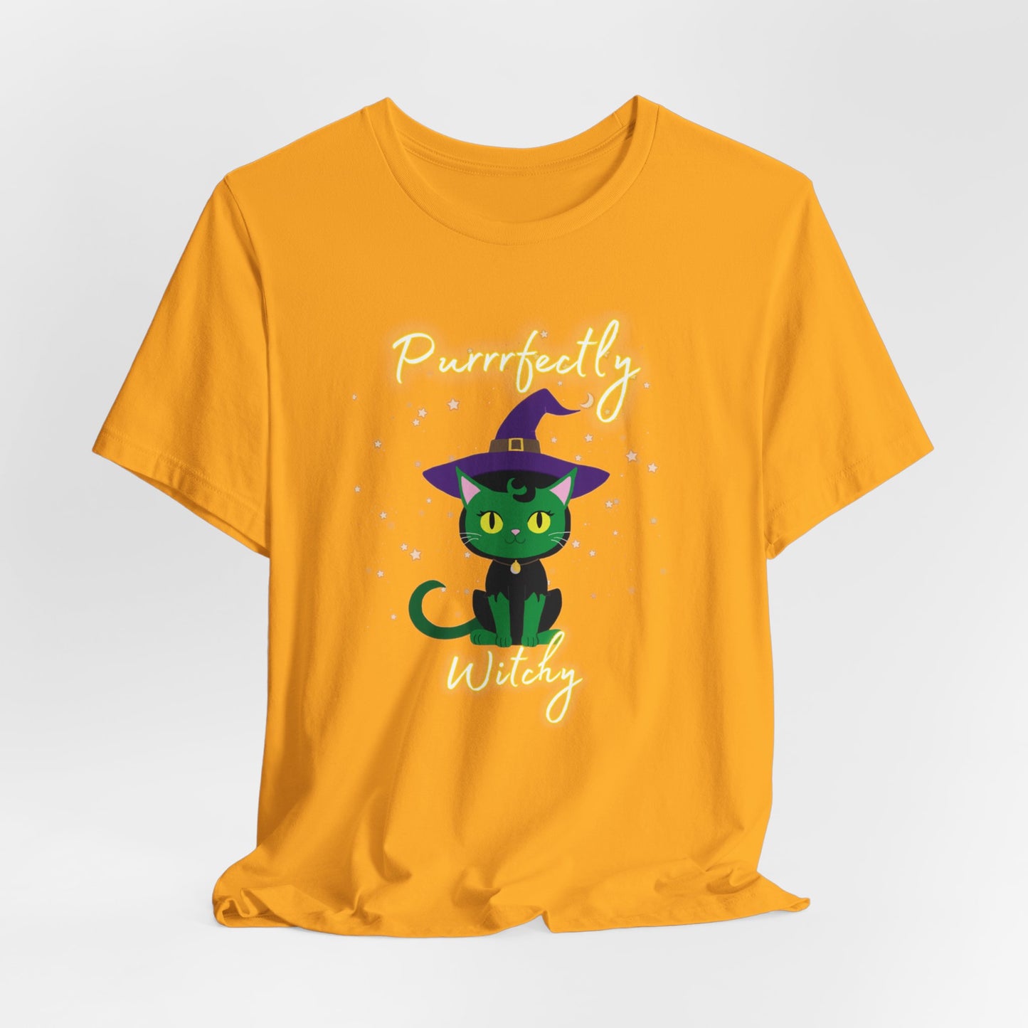 Purrfectly Witchy Cat Halloween Jersey Shirt - top