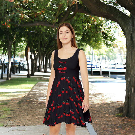 Cherry Women's Skater Dress - Summer Dress - Cute Dress - Casual - Comfort - Hand drawn