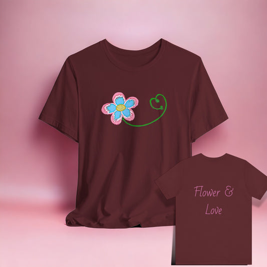 Flower and Love Jersey Shirt - top - cute - floral - heart