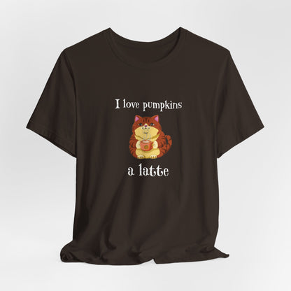 Pumpkins a Latte Cat Unisex Jersey Short Sleeve Tee