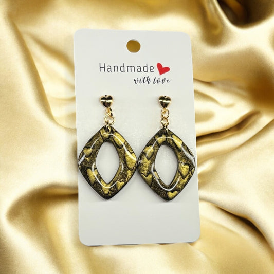 Golden Night Heart Earrings